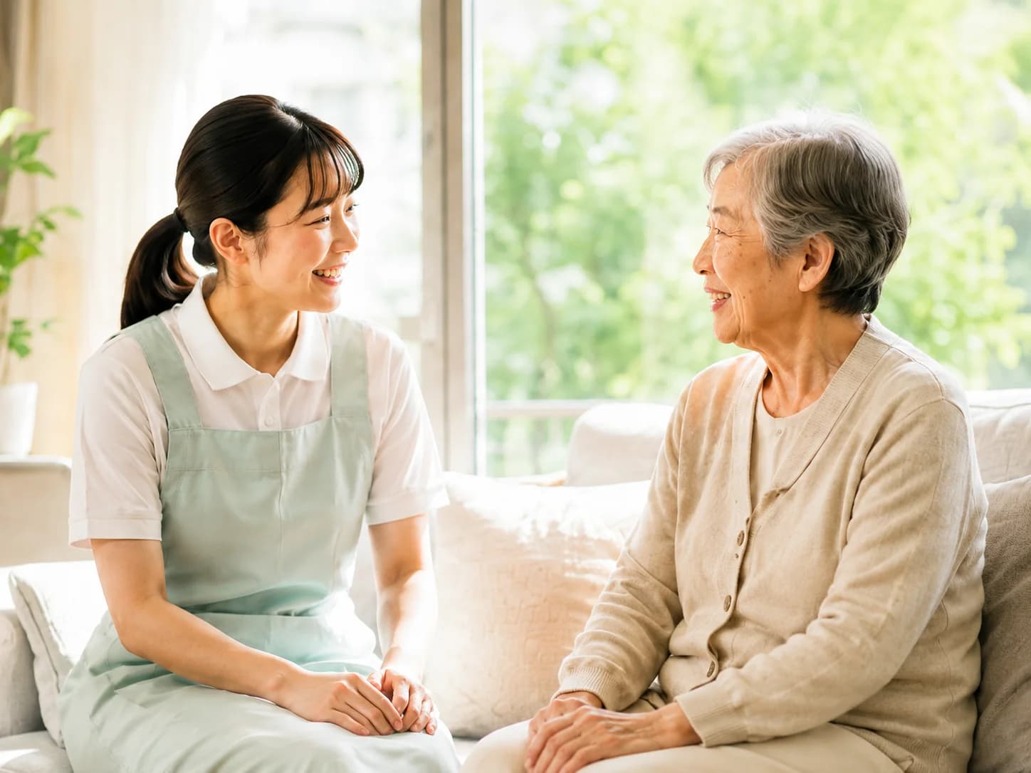 福祉現場でスタッフが利用者に向き合う様子